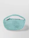 By Far Sky Blue Leather Mini Curved Rectangular Bag In Blue