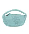 By Far Mini Micro Cush Grained Leather Tote Bag In Blue