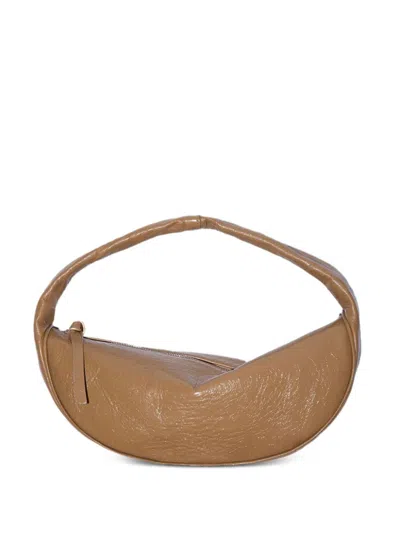By Far Cush Sparrow Leather Creased Shoulder Bag In Neutrals