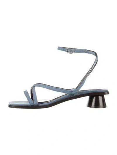 Pre-owned By Far Denim Sandals In Blue