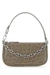 By Far Dove Grey Leather Mini Rachel Handbag In Gray