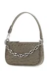 By Far Dove Grey Leather Mini Rachel Handbag In Mud