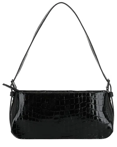 By Far Dulce Croc-embossed Leather Shoulder Bag In Black