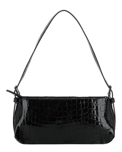 By Far Dulce Crocodile Embossed Shoulder Bag In Black