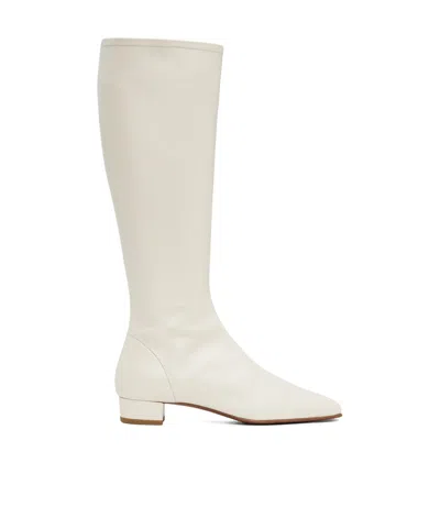 By Far Edie Square Toed Boots In White