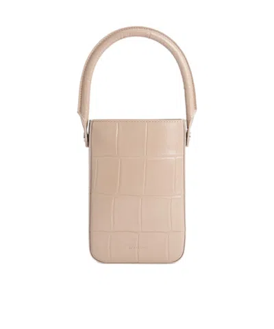 By Far Embossed Clutch Bag In Nude