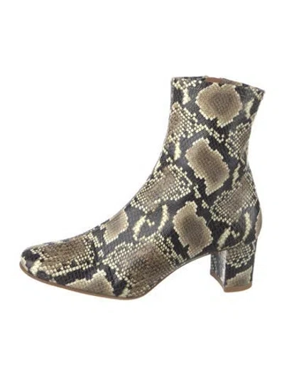Pre-owned By Far Embossed Leather Animal Print Boots
