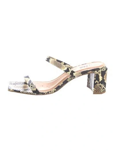 Pre-owned By Far Embossed Leather Animal Print Sandals In Brown