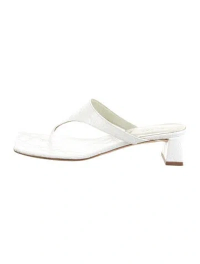 Pre-owned By Far Embossed Leather Animal Print Sandals In White