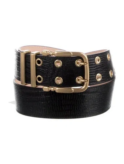 Pre-owned By Far Embossed Leather Belt In Black