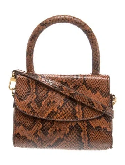 Pre-owned By Far Embossed Leather Crossbody Bag In Brown