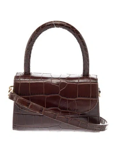 Pre-owned By Far Embossed Leather Evening Bag In Brown
