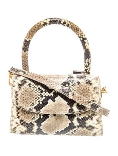 Pre-owned By Far Embossed Leather Evening Bag In Neutral