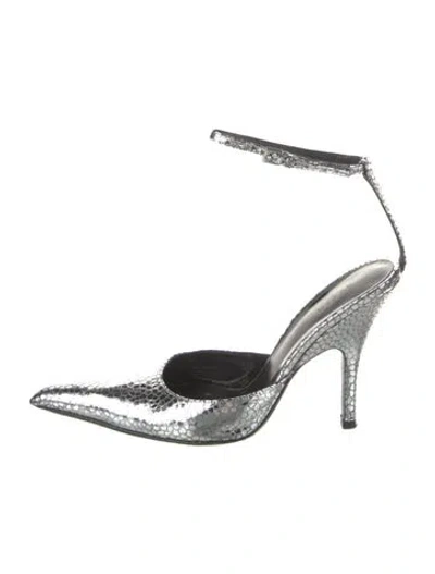 Pre-owned By Far Embossed Leather Patterned D'orsay Pumps