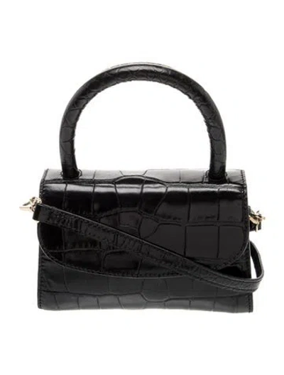 Pre-owned By Far Embossed Leather Shoulder Bag In Black