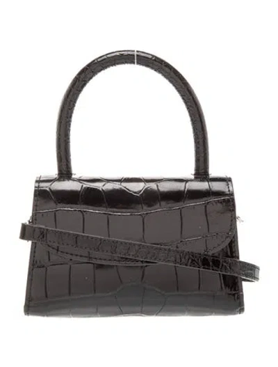 Pre-owned By Far Embossed Leather Shoulder Bag In Black