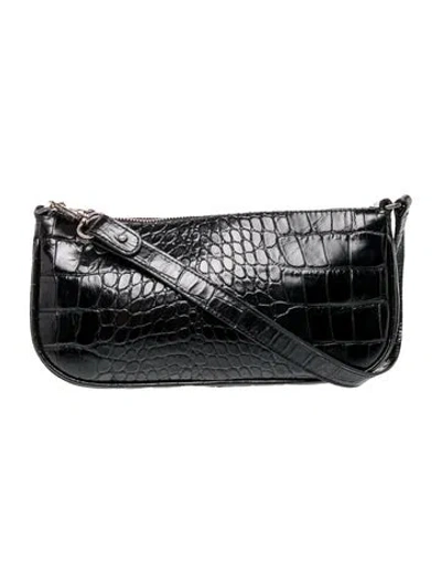 Pre-owned By Far Embossed Leather Shoulder Bag In Black