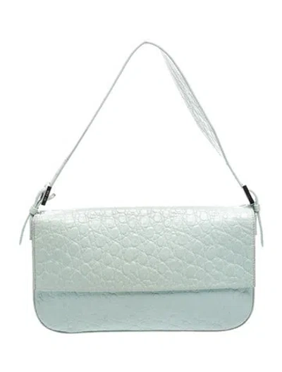 Pre-owned By Far Embossed Leather Shoulder Bag In Blue