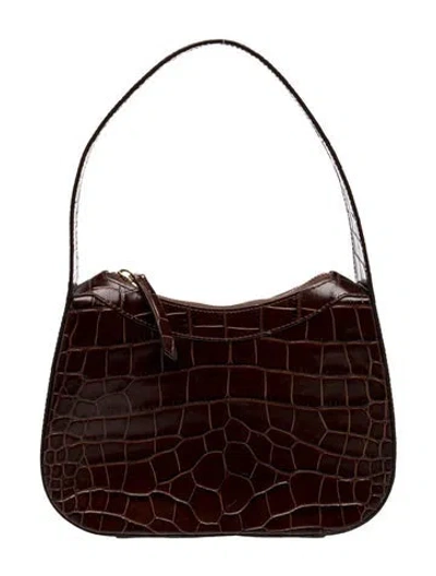 Pre-owned By Far Embossed Leather Shoulder Bag In Brown
