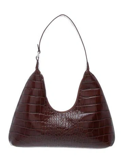 Pre-owned By Far Embossed Leather Shoulder Bag In Brown