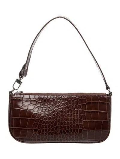 Pre-owned By Far Embossed Leather Shoulder Bag In Brown