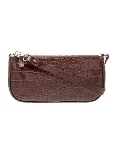 Pre-owned By Far Embossed Leather Shoulder Bag In Brown