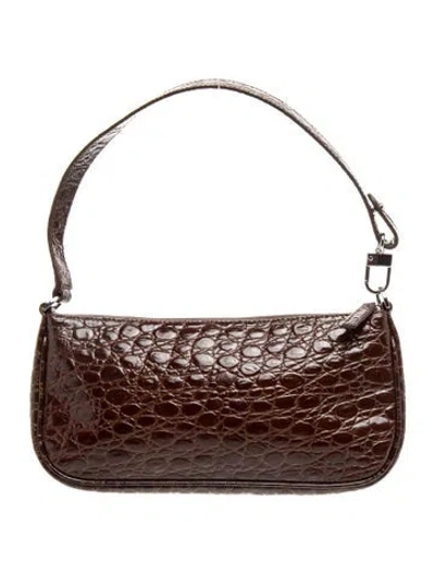 Pre-owned By Far Embossed Leather Shoulder Bag In Brown