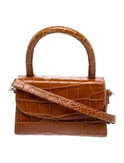 Pre-owned By Far Embossed Leather Shoulder Bag In Brown