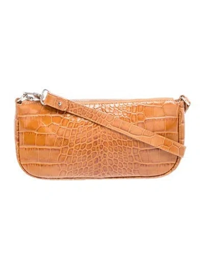 Pre-owned By Far Embossed Leather Shoulder Bag In Brown