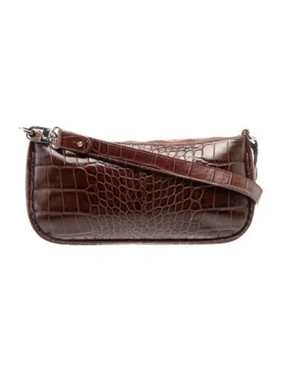 Pre-owned By Far Embossed Leather Shoulder Bag In Brown