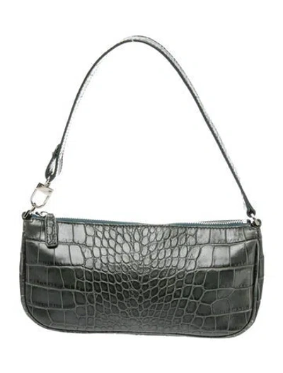 Pre-owned By Far Embossed Leather Shoulder Bag In Gray