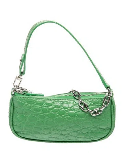 Pre-owned By Far Embossed Leather Shoulder Bag In Green