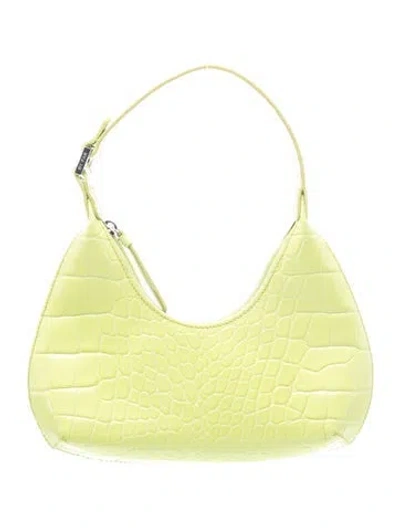 Pre-owned By Far Embossed Leather Shoulder Bag In Green