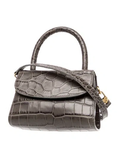 Pre-owned By Far Embossed Leather Shoulder Bag In Grey