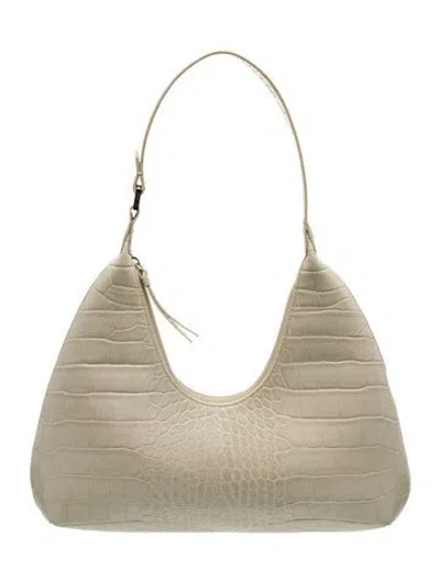 Pre-owned By Far Embossed Leather Shoulder Bag In Neutral