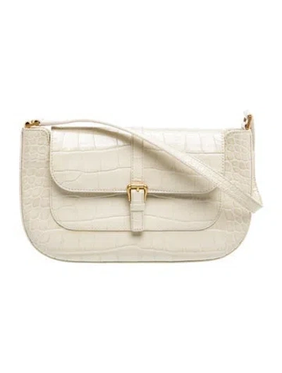 Pre-owned By Far Embossed Leather Shoulder Bag In Neutral