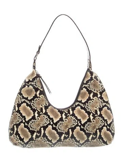 Pre-owned By Far Embossed Leather Shoulder Bag In Neutrals