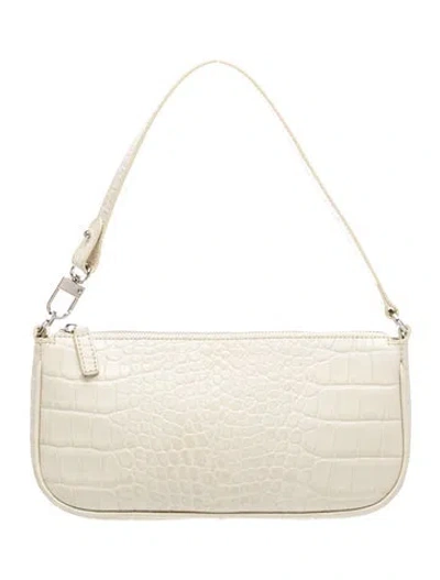 Pre-owned By Far Embossed Leather Shoulder Bag In White