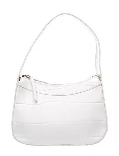 Pre-owned By Far Embossed Leather Shoulder Bag In White