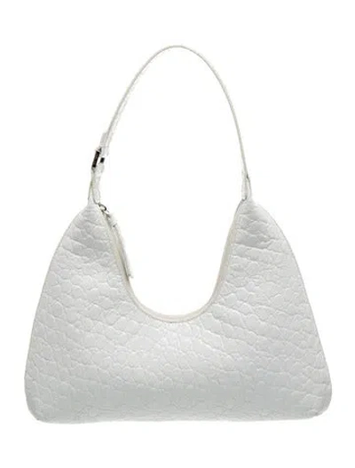 Pre-owned By Far Embossed Leather Shoulder Bag In White