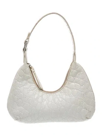 Pre-owned By Far Embossed Leather Shoulder Bag In White