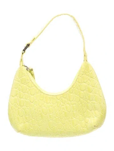 Pre-owned By Far Embossed Leather Shoulder Bag In Yellow