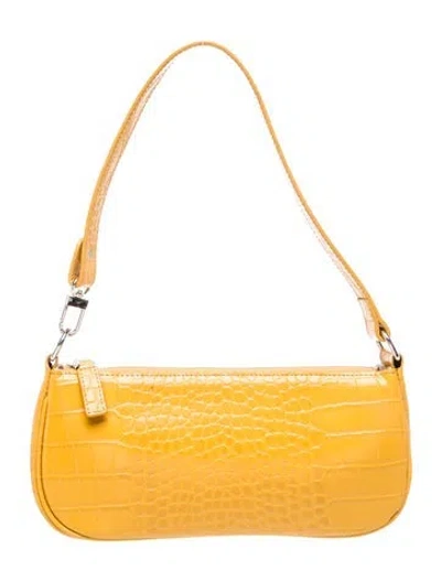 Pre-owned By Far Embossed Leather Shoulder Bag In Yellow