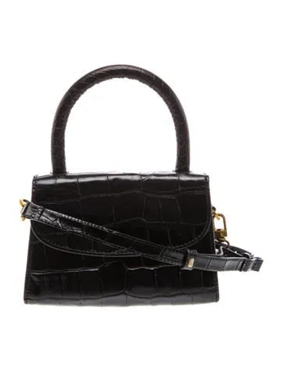 Pre-owned By Far Embossed Leather Top Handle Bag In Black