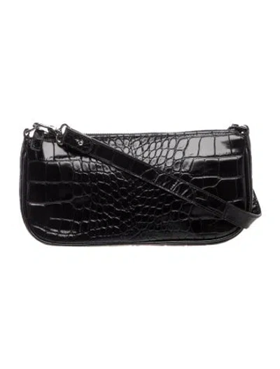 Pre-owned By Far Embossed Leather Top Handle Bag In Black