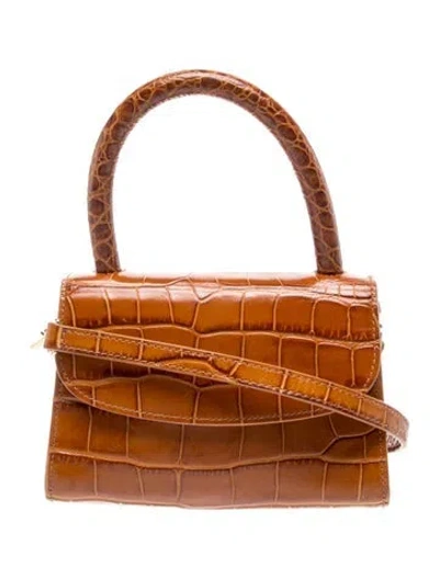 Pre-owned By Far Embossed Leather Top Handle Bag In Brown