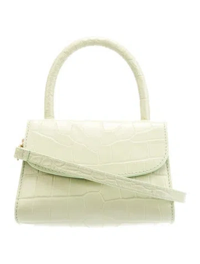 Pre-owned By Far Embossed Leather Top Handle Bag In Green