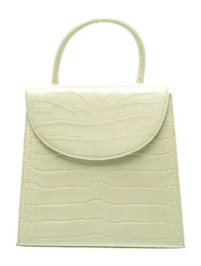 Pre-owned By Far Embossed Leather Top Handle Bag In Green