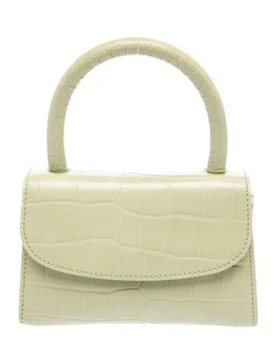 Pre-owned By Far Embossed Leather Top Handle Bag In Green