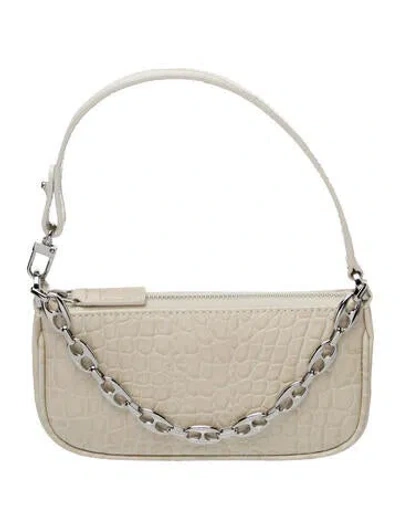 Pre-owned By Far Embossed Leather Top Handle Bag In Neutral